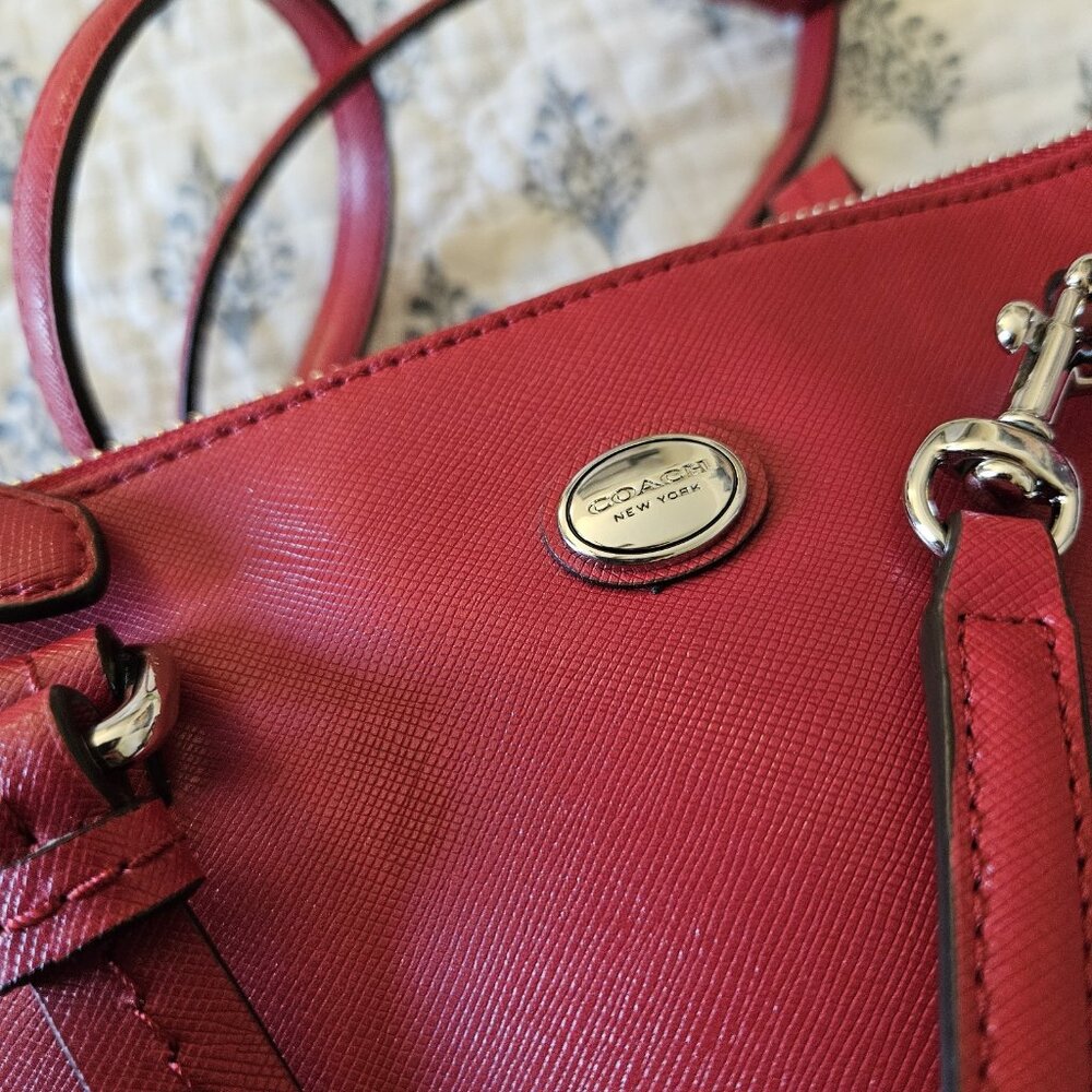 Coach Peyton Leather Mini Carryall Satchel Crossbody Bag F32829 RED NWT - Picture 12 of 16